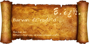 Barvan Árpád névjegykártya